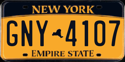 NY license plate GNY4107