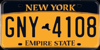 NY license plate GNY4108