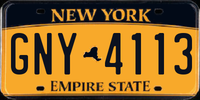 NY license plate GNY4113