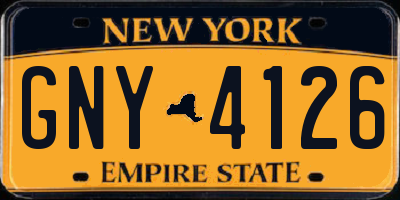 NY license plate GNY4126