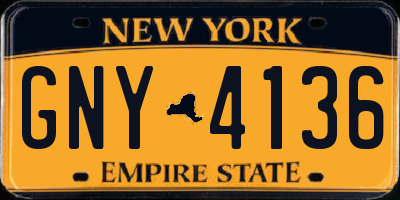 NY license plate GNY4136