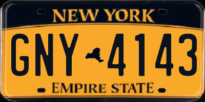 NY license plate GNY4143