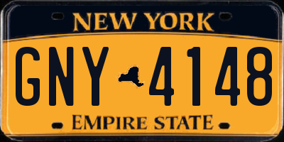 NY license plate GNY4148