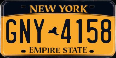 NY license plate GNY4158