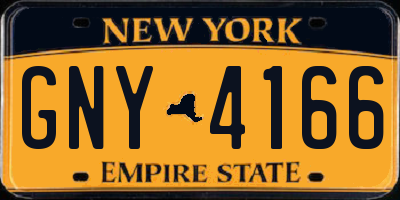 NY license plate GNY4166