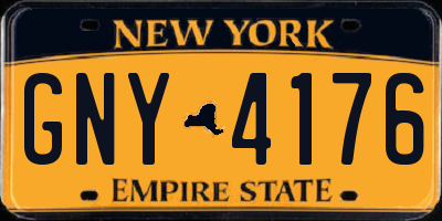 NY license plate GNY4176