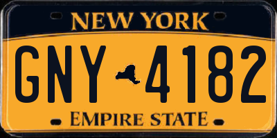 NY license plate GNY4182