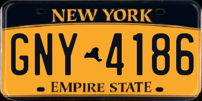NY license plate GNY4186