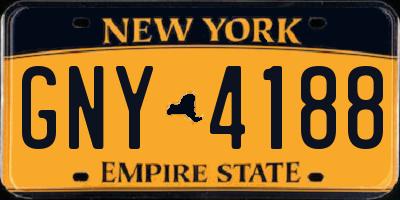 NY license plate GNY4188