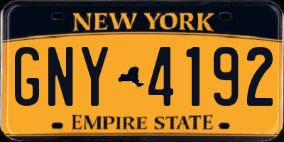 NY license plate GNY4192
