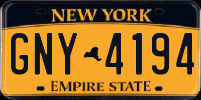 NY license plate GNY4194