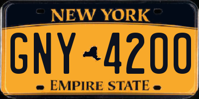 NY license plate GNY4200