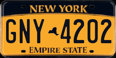 NY license plate GNY4202