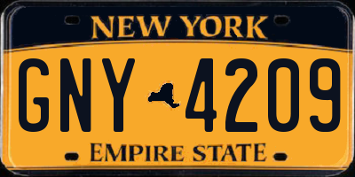 NY license plate GNY4209