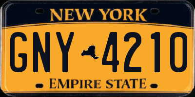 NY license plate GNY4210