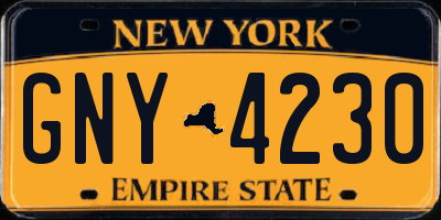 NY license plate GNY4230