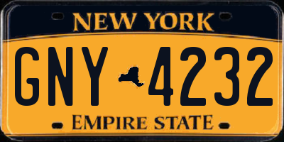 NY license plate GNY4232