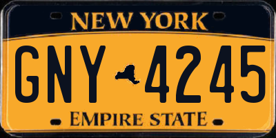 NY license plate GNY4245