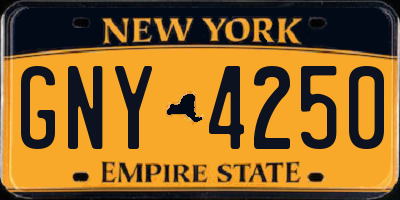 NY license plate GNY4250