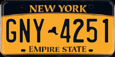 NY license plate GNY4251