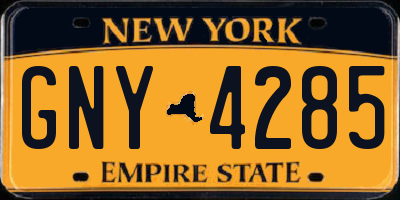 NY license plate GNY4285