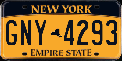 NY license plate GNY4293