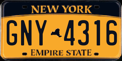 NY license plate GNY4316