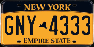 NY license plate GNY4333