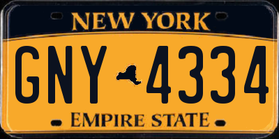 NY license plate GNY4334