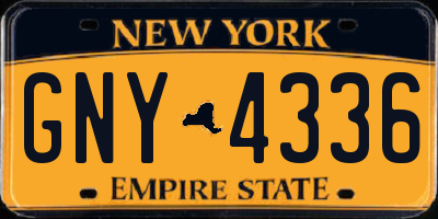 NY license plate GNY4336