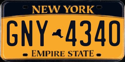 NY license plate GNY4340