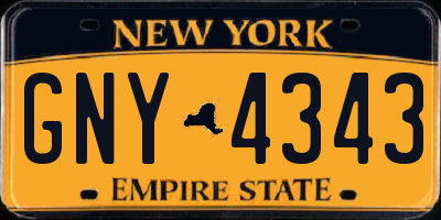 NY license plate GNY4343