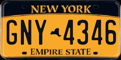 NY license plate GNY4346