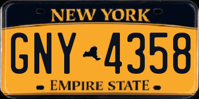 NY license plate GNY4358