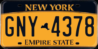 NY license plate GNY4378