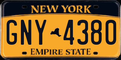 NY license plate GNY4380