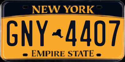 NY license plate GNY4407