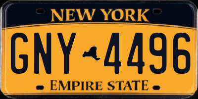 NY license plate GNY4496
