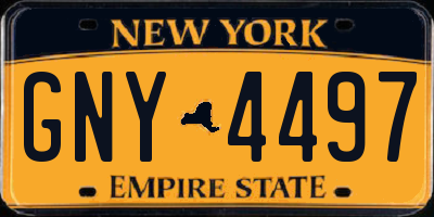 NY license plate GNY4497
