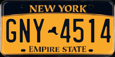 NY license plate GNY4514