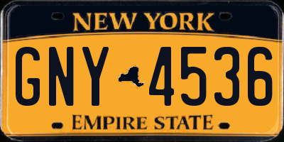 NY license plate GNY4536