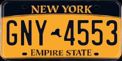 NY license plate GNY4553