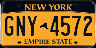 NY license plate GNY4572