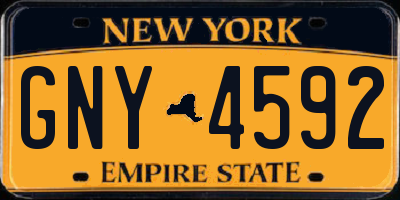 NY license plate GNY4592