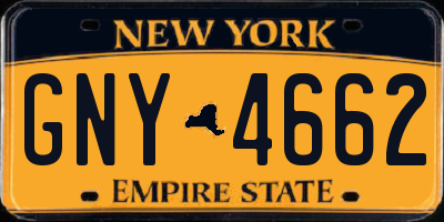 NY license plate GNY4662