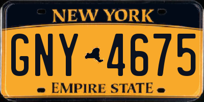 NY license plate GNY4675