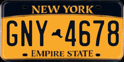 NY license plate GNY4678