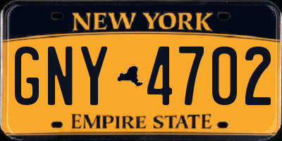 NY license plate GNY4702
