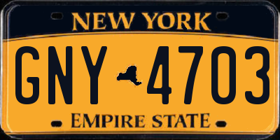 NY license plate GNY4703