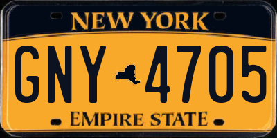 NY license plate GNY4705
